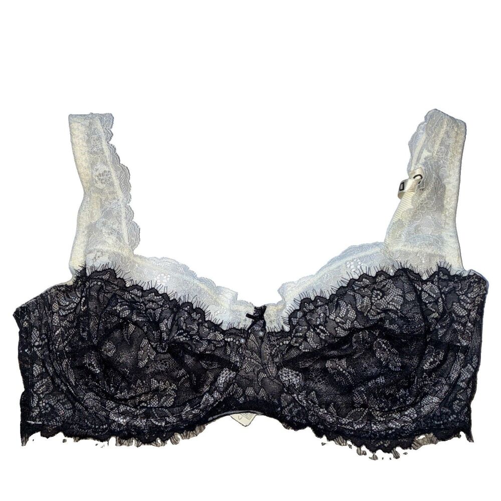 Intimissimi Women's Lace Unpadded Balconette Bra Underwire Black Size 36 D